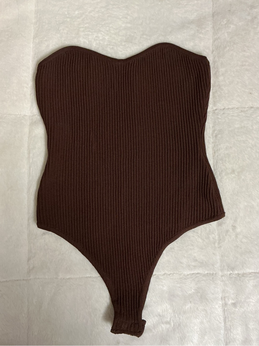 Ribbed Strapless Brown bodysuit